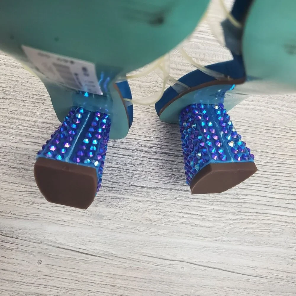 Betsey Johnson Capri blue rhinestone heels
